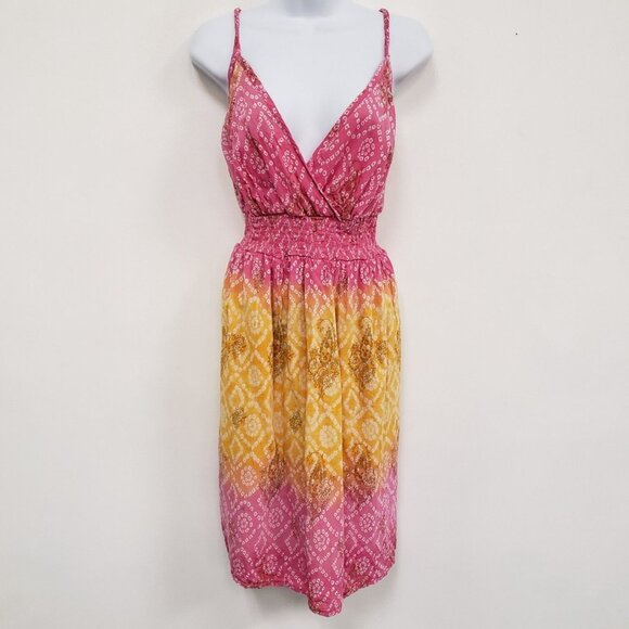 Lane Bryant Womens Y2K Boho Beachy Smocked Babydoll Dress Size 18 Pink Hippie - Picture 1 of 9